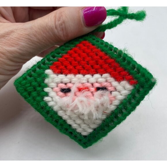 Vintage Handmade Plastic Canvas Christmas Ornaments & Card Set Lot of 5 - Picture 12 of 12